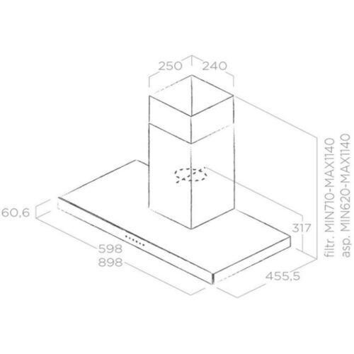 Kích thước máy hút mùi Elica JOY BLIX/A/60