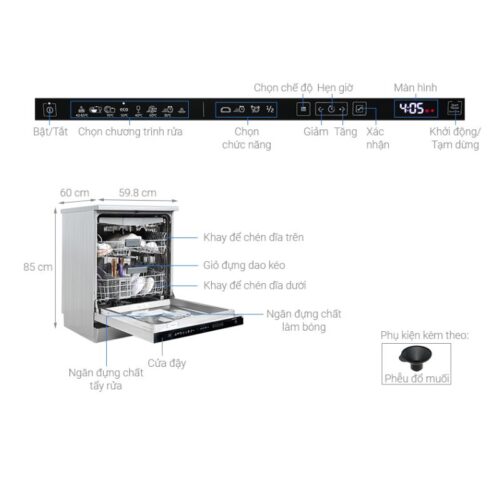 Kích thước máy rửa bát độc lập Beko DEN48520X