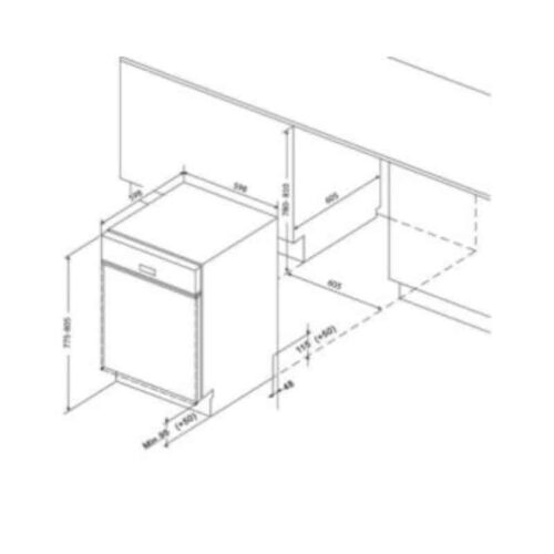 Kích thước máy rửa bát 16 bộ Eurosun SMK82EU88G