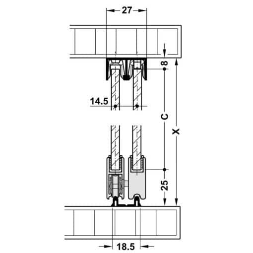 415.10.802_1 Ray đôi dẫn hướng trên 2500mm Hafele 415.10.802