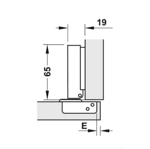 Kích thước của Bản lề giảm chấn Hafele -thẳng 315.30.721