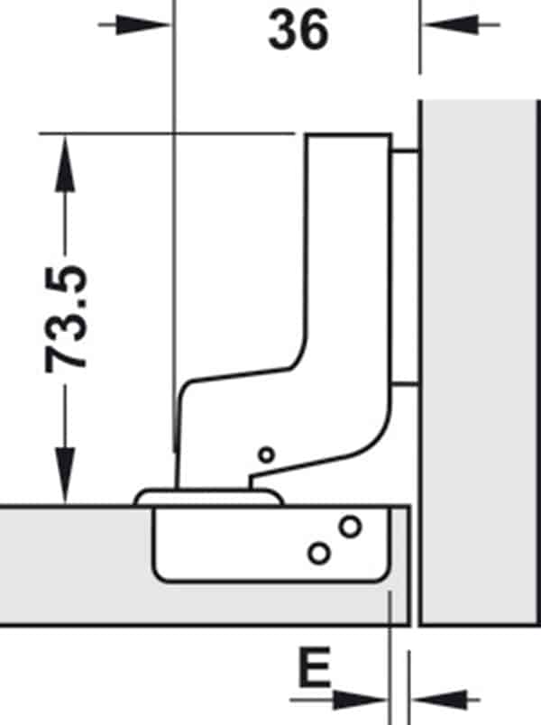 Kích thước của Bản lề lọt lòng Metalla A DIY 110º Hafele 493.03.025 Kích thước của Bản lề lọt lòng Metalla A DIY 110º Hafele 493.03.025