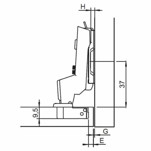Bản lề lọt lòng Metalla SM 95º Mini Hafele 311.04.442 3 Kích thước của Bản lề lọt lòng Metalla SM 95º Mini Hafele 311.04.442