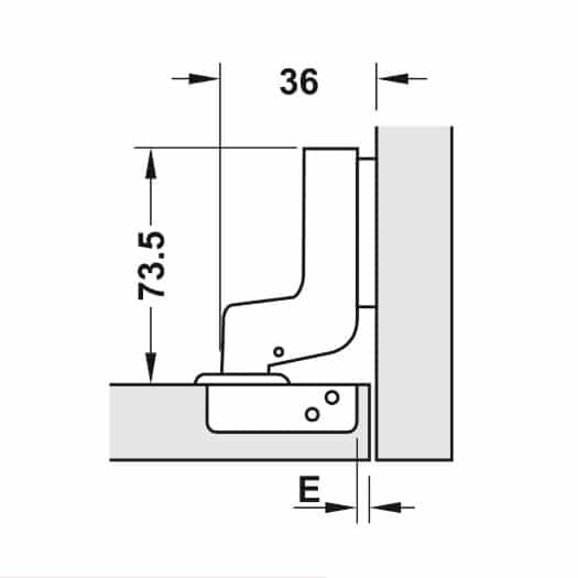 Kích thước của Bản lề Metalla SM không bật 110° lọt lòng Hafele 315.18.302 Kích thước của Bản lề Metalla SM không bật 110° lọt lòng Hafele 315.18.302