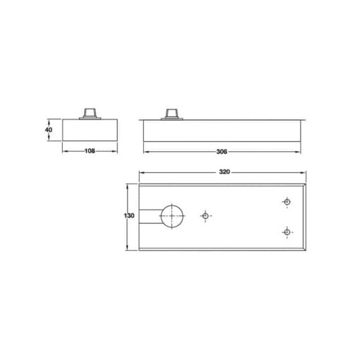 Kích thước của Bản lề sàn EN3 100Kg Hafele 932.79.030