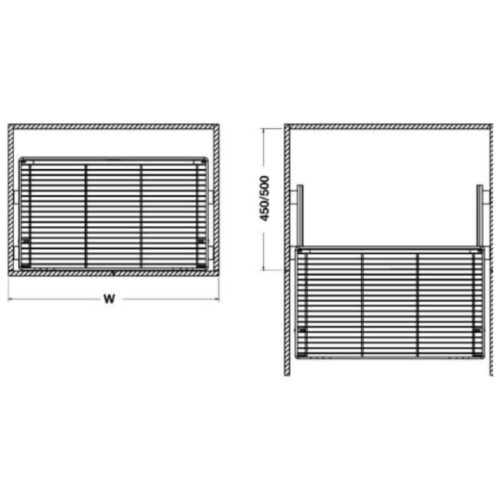 Bộ rổ kéo Hafele 549.03.133 cho tủ bếp dưới rộng 500mm 3 Kích thước của Bộ rổ kéo Hafele 549.03.133 cho tủ bếp dưới rộng 500mm