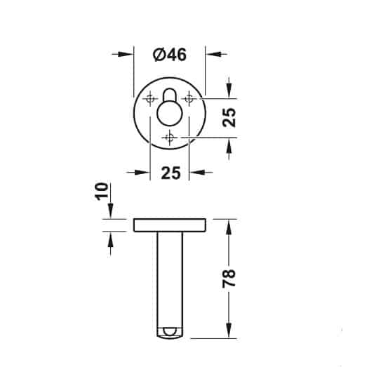 Kích thước của Chặn cửa nhà vệ sinh công cộng Hafele 988.98.160 Kích thước của Chặn cửa nhà vệ sinh công cộng Hafele 988.98.160