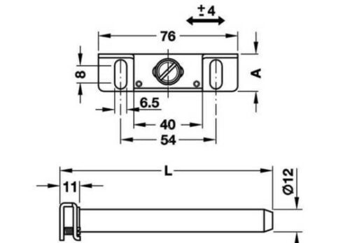 Chốt đỡ kệ âm gắn tường 110mm Hafele 283.33.930 3 Kích thước của Chốt đỡ kệ âm gắn tường 110mm Hafele 283.33.930