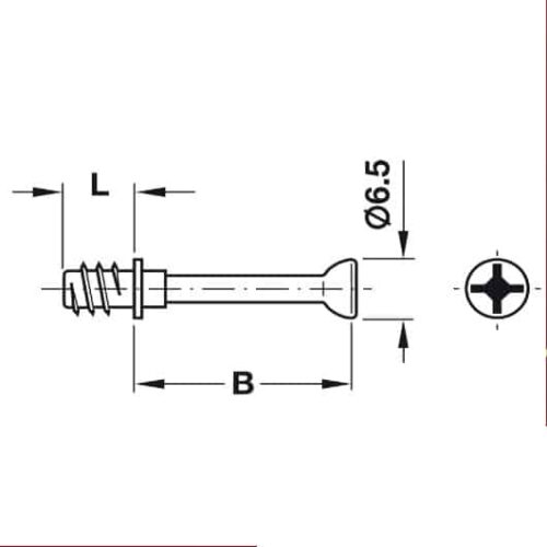 Chốt nối nhỏ Ren 8.5mm Hafele 262.28.615 3 Kích thước của Chốt nối nhỏ Ren 8.5mm Hafele 262.28.615