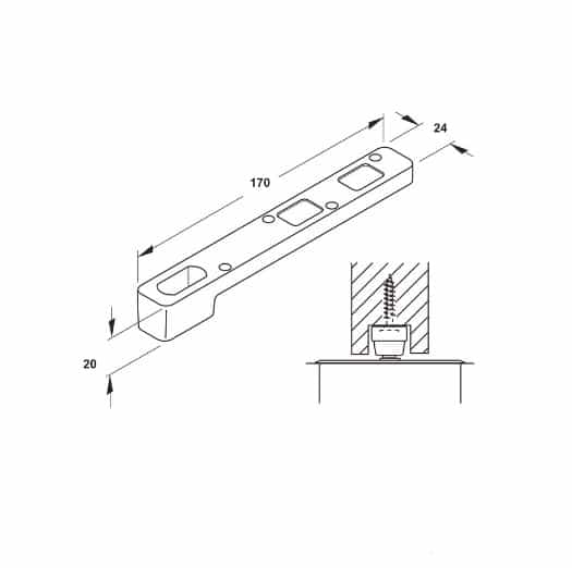 Kích thước của Phụ kiện cho bản lề sàn Hafele 932.79.090 Kích thước của Phụ kiện cho bản lề sàn Hafele 932.79.090