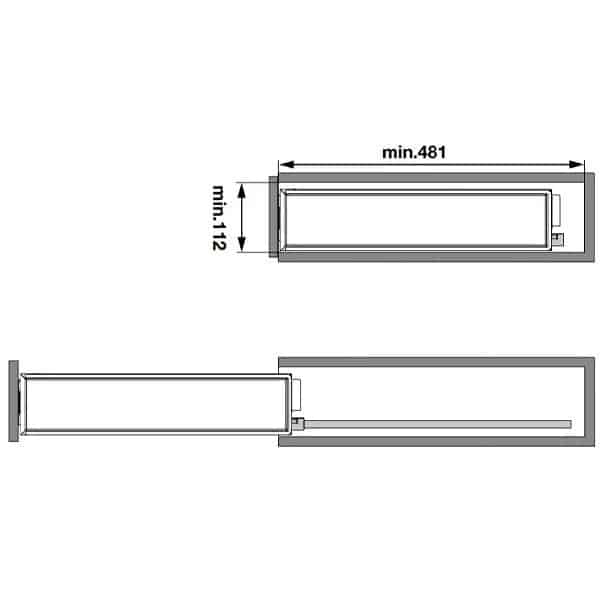 Kích thước của Rổ kéo 150mm No.15 Hafele 545.61.063 Kích thước của Rổ kéo 150mm No.15 Hafele 545.61.063