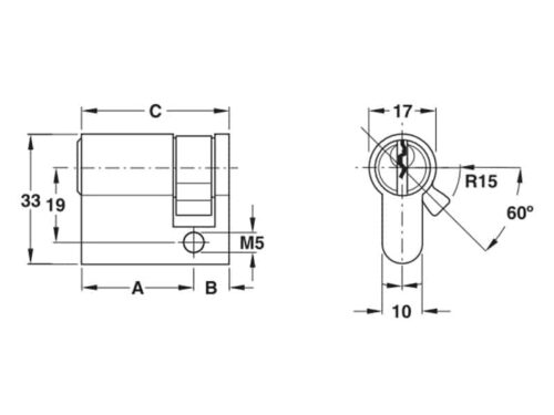 Ruột khóa 1 đầu Hafele 916.08.408
