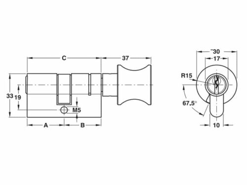 Ruột khóa 1 đầu chìa, 1 đầu vặn Hafele 916.08.683, 71mm Đồng thau