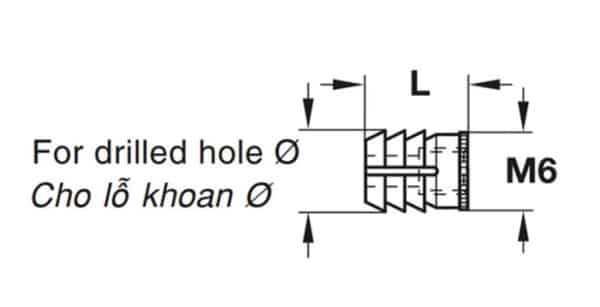 Kích thước của Tắc kê thân ốc liên kết Hafele 039.33.266 Kích thước của Tắc kê thân ốc liên kết Hafele 039.33.266