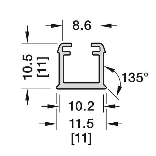 Kích thước của Thanh dẫn đèn lắp âm Hafele 833.72.898 Kích thước của Thanh dẫn đèn lắp âm Hafele 833.72.898