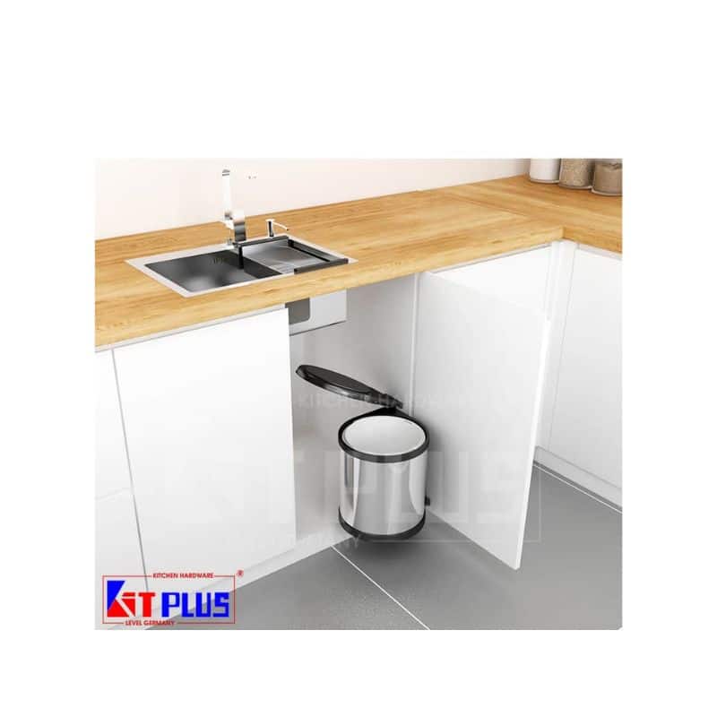 Thùng rác Inox tròn gắn cánh Kit Plus DF.08L Thùng rác Inox tròn gắn cánh Kit Plus DF.08L