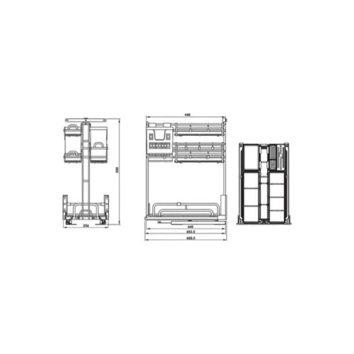 Bộ rổ gia vị dao thớt Hafele Omero 595.00.806 450mm 4 Bộ rổ gia vị dao thớt Hafele Omero 595.00.806 450mm
