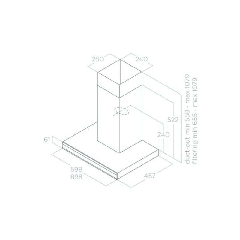 Kích thước máy hút mùi áp tường Elica ADÉLE BLIX/A/60 PRF0167314 Kích thước máy hút mùi áp tường Elica ADÉLE BLIX/A/60 PRF0167314