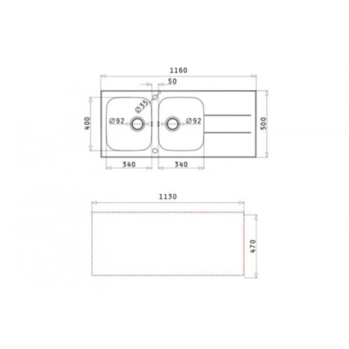 Thiết kế của chậu rửa chén inox 2 hố Elica Concerto 2B 1D – White 109501730