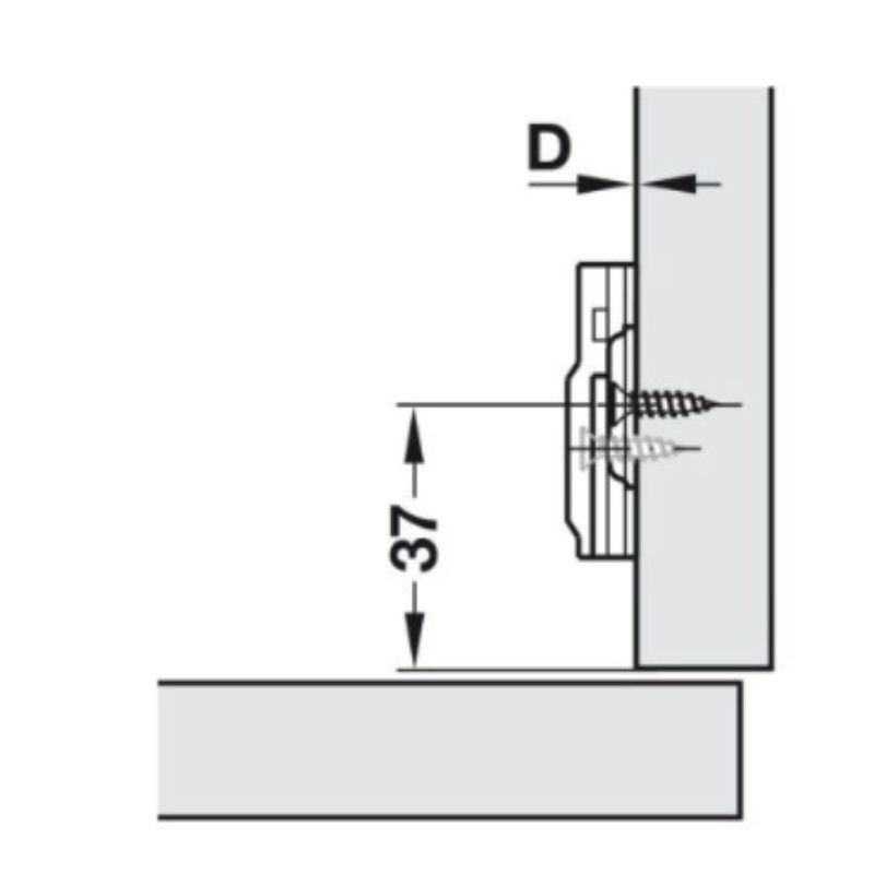 Kích thước đế bản lề Metalla SM không bật Hafele 315.98.670 Kích thước đế bản lề Metalla SM không bật Hafele 315.98.670