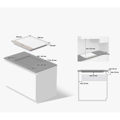 Kích thước bếp từ 4 vùng nấu Samsung Bespoke NZ64B5067YY/SV lắp âm