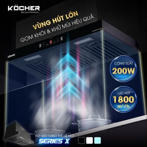 Hút mùi Köcher TURBO SERIES X - Máy hút mùi công suất lớn 4 Công suất hút mùi Köcher TURBO SERIES X - Máy hút mùi công suất lớn