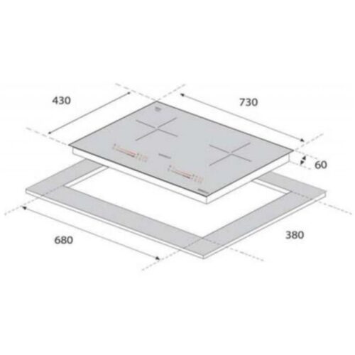 Kích thước hình ảnh bếp từ Eurogold EUH2288Pro 2 vùng nấu lắp âm