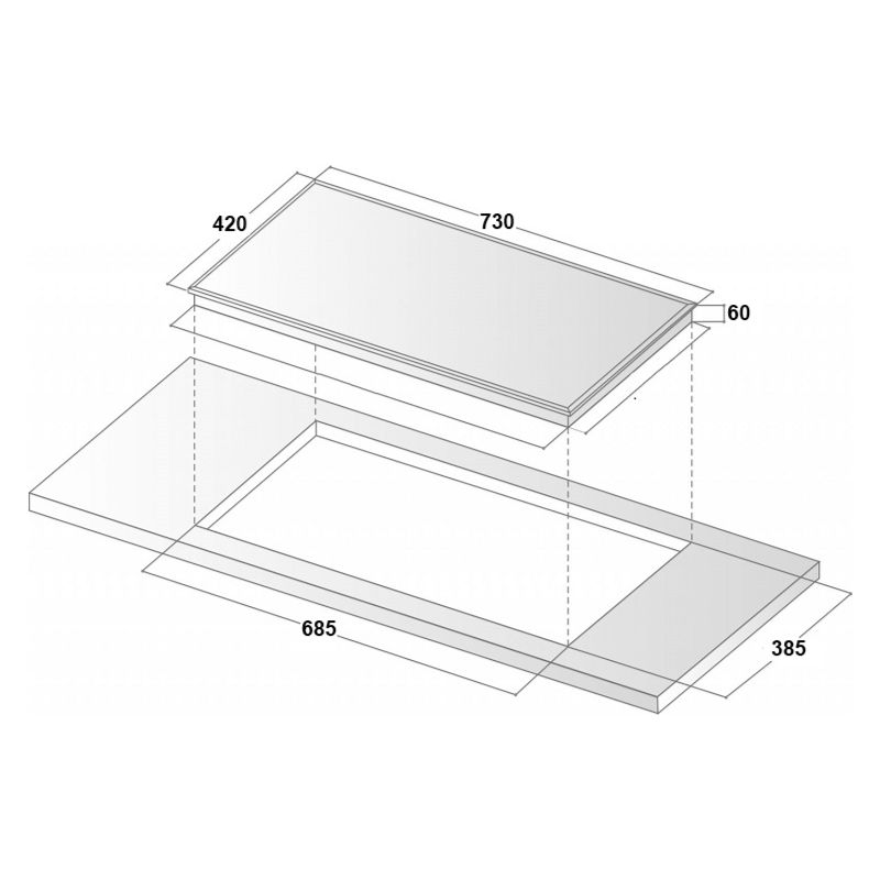 Kích thước bếp từ đôi Binova BI-368ID lắp âm Kích thước bếp từ đôi Binova BI-368ID lắp âm