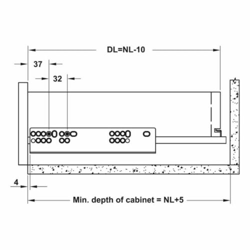 Ray âm giảm chấn EPC EVO mở 3/4 300mm Hafele 433.32.501 5 kich thuoc ray am epc evo hafele giam chan mo 3 4 433 32 501