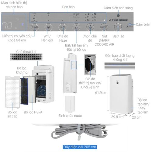 Máy lọc không khí Sharp KI-N50V-W 3 Chi tiết máy lọc không khí Sharp KI-N50V-W