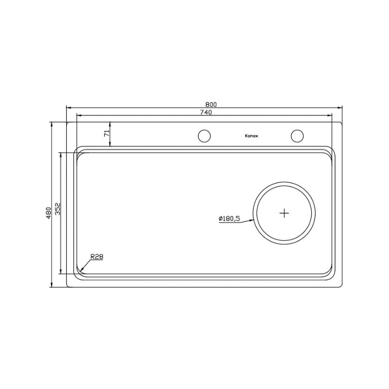 Kích thước chậu rửa bát inox 1 hố Konox Workstation Sink KN8048TS Dekor Kích thước chậu rửa bát inox 1 hố Konox Workstation Sink KN8048TS Dekor