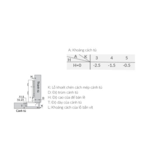 Bản lề cong lắp lọt lòng Capella thép GrandX XC.IR107C 3 Kích thước bản lề cong lắp lọt lòng Capella thép GrandX XC.IR107C