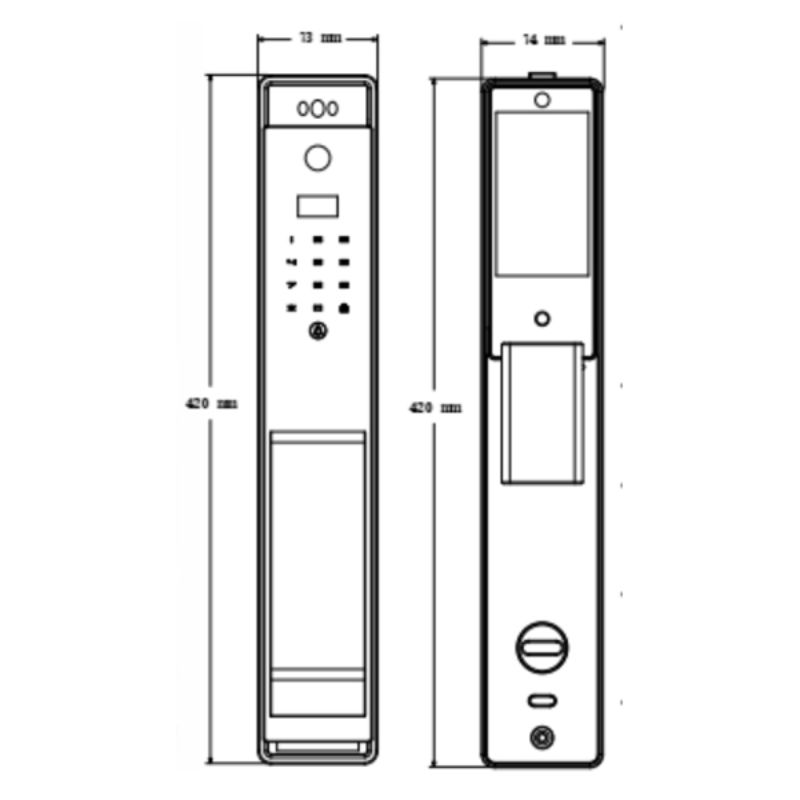 Kích thước khóa điện tử Hyundai HY-SLA909F Black Kích thước khóa điện tử Hyundai HY-SLA909F Black