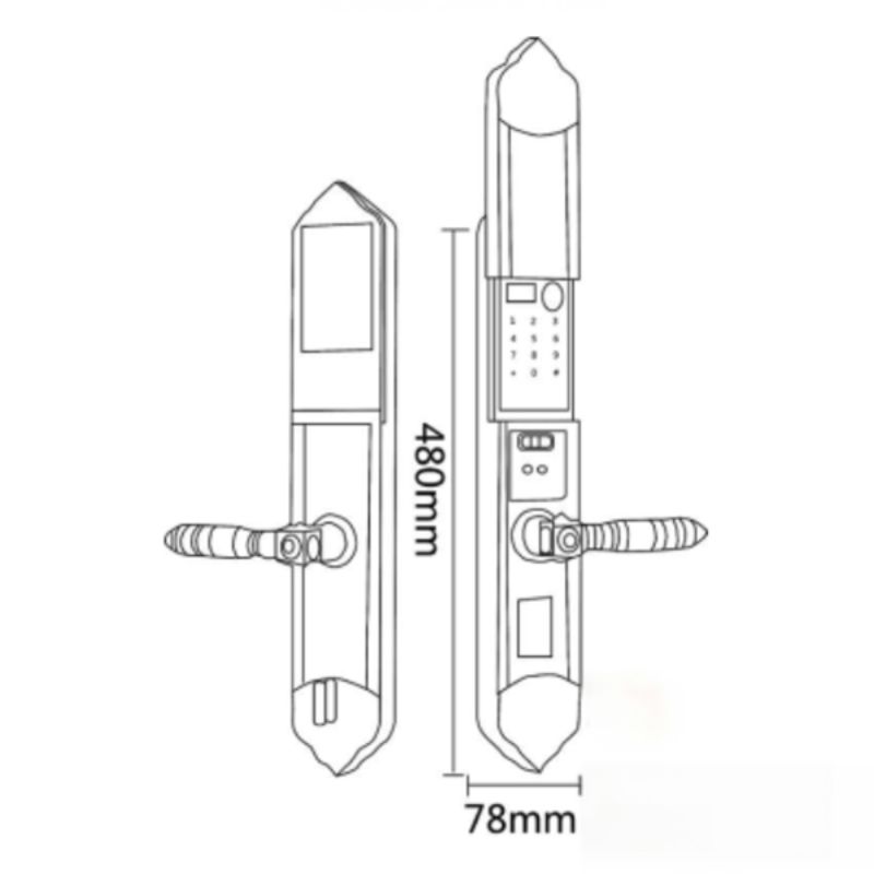 Kích thước khóa điện tử Hyundai HY-SLC8817 GOLD Kích thước khóa điện tử Hyundai HY-SLC8817 GOLD