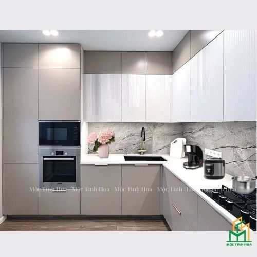 Ảnh mẫu tủ bếp nhựa cánh Acrylic TBNA01 - Tủ bếp chữ L, hiện đại Ảnh mẫu tủ bếp nhựa cánh Acrylic TBNA01 - Tủ bếp chữ L, hiện đại