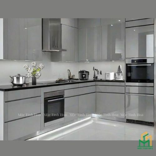 Hình ảnh mẫu tủ bếp nhựa cánh Acrylic TBNA03 - Tủ bếp chữ L, hiện đại Hình ảnh mẫu tủ bếp nhựa cánh Acrylic TBNA03 - Tủ bếp chữ L, hiện đại