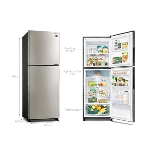 Tủ Lạnh 2 cánh Inverter 330 Lít Sharp SJ-XP352AE-SL 4 kich thuoc tu lanh 2 canh inverter 330 lit sharp sj xp352ae sl