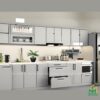 Mẫu tủ bếp Inox cánh kính cường lực CKCL13 - Tủ bếp chữ I, hiện đại