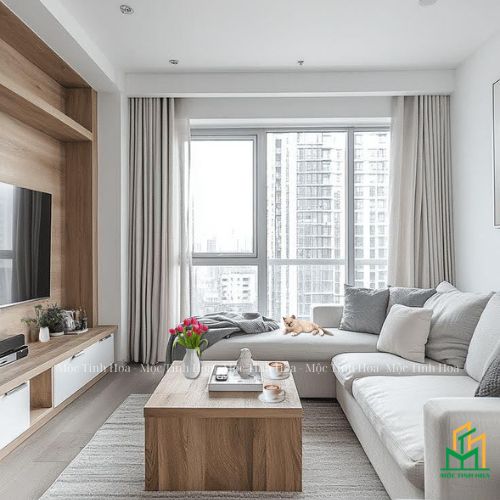 Phòng khách nhà phố tối giản