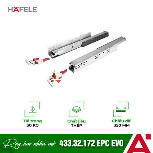 Ray âm nhấn mở EPC EVO mở toàn phần 350mm Hafele 433.32.172