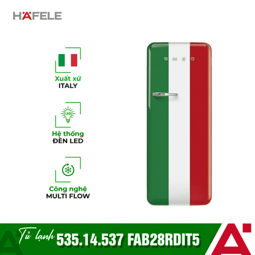 Tủ lạnh Hafele Smeg FAB28RDIT5 535.14.537 màu cờ Ý