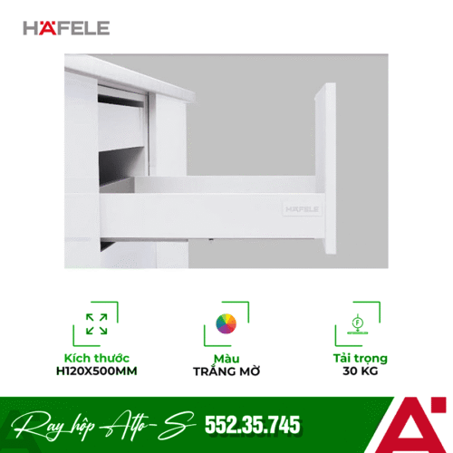 Ray hộp Hafele 552.35.745 Alto-S H120 mm màu trắng mờ