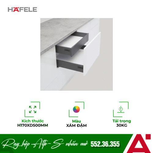 Ray hộp Alto-S chiều cao 170mm Hafele 552.36.355