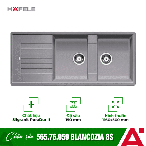 Chậu đá Hafele BLANCOZIA màu xám 8S 565.76.959