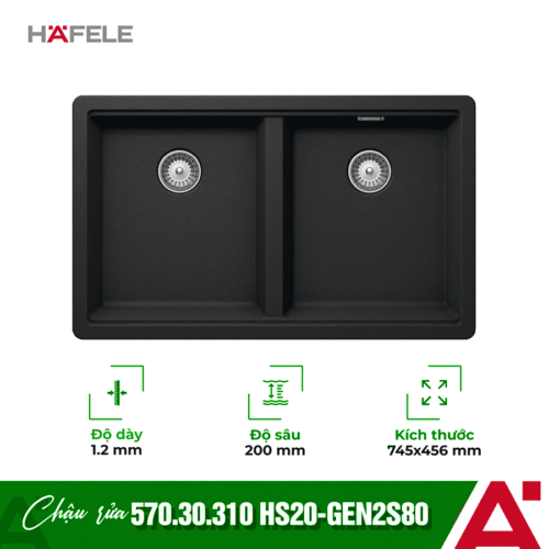 Chậu rửa bát đá Hafele HS20-GEN2S80 570.30.310