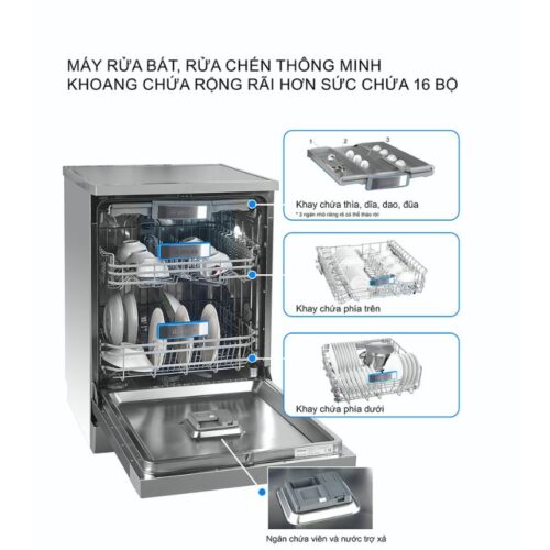 Máy rửa bát Spelier SP 16DWKT/S 4 anh may rua bat spelier sp 16dwkts