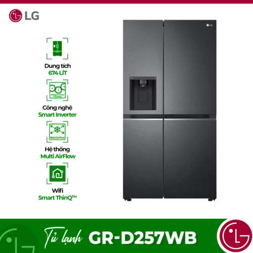 Tủ Lạnh 2 cánh side by side Inverter 635 Lít LG GR-D257WB