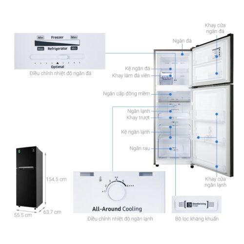 Tủ lạnh Samsung Inverter 236 lít RT22M4032BU/SV 5 kich thuoc tu lanh samsung rt22m4032bu sv