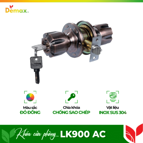 Khóa cửa phòng tay nắm tròn Demax LK900 AC