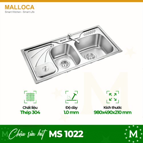 Chậu rửa bát 1 khối Malloca MS 1022